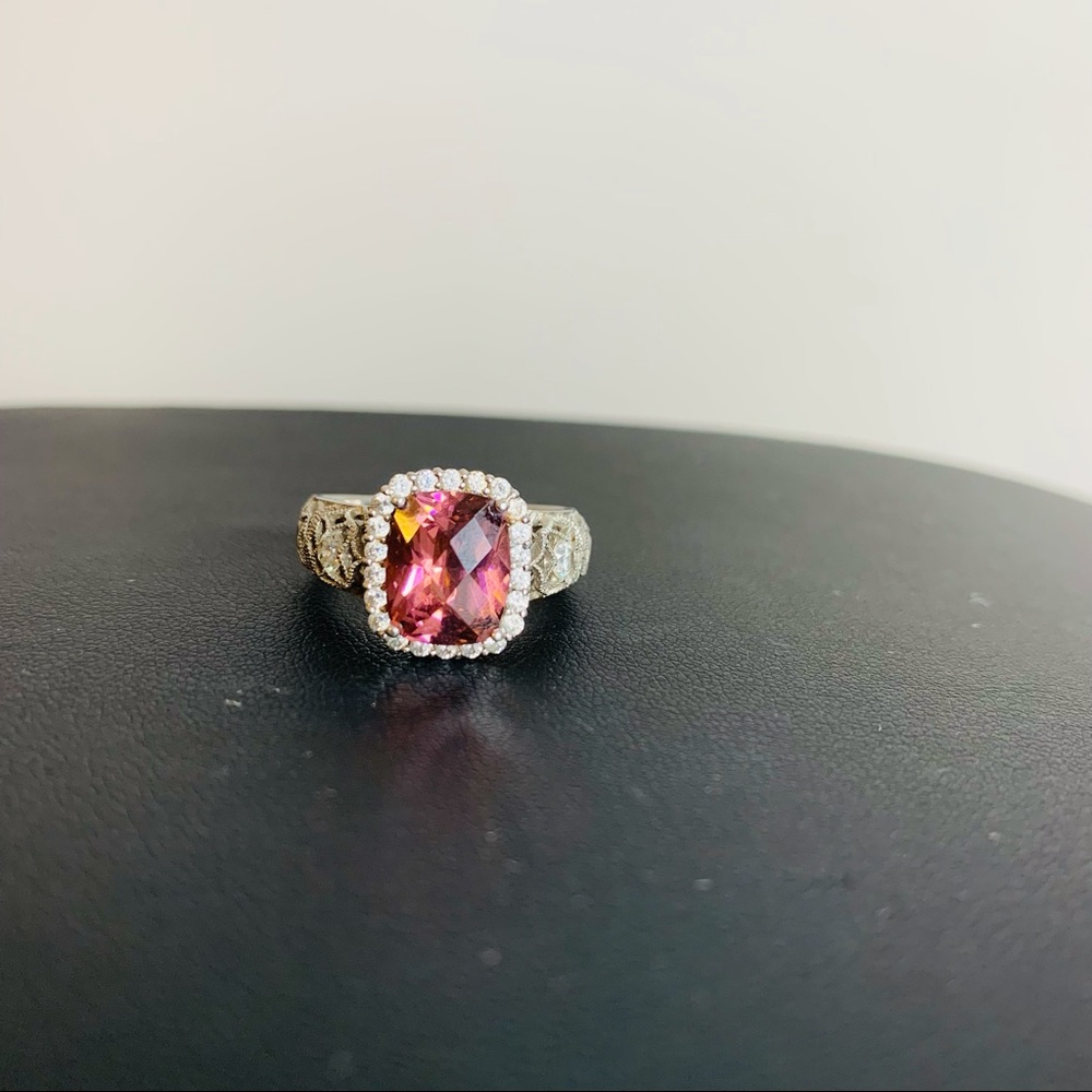 Tacori IV 925 Diamonique Ephinany 4 ct Simulated Pink Tourmaline Ring Size 7